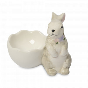 Подставка для яйца, 8 см, керамика, серый, декор, серия Brown Rabbit, ANNA LAFARG, Китай, 