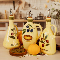 Бутылка для масла Limone, 750 мл, керамика, белый, декор, серия Oliera Classiche, NUOVA CER, Италия_00819860070770287541.jpg