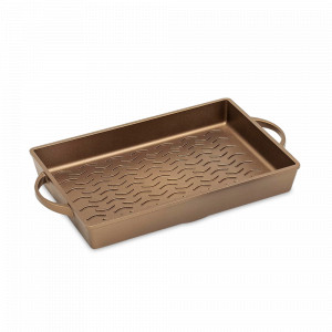 Гриль прямоугольный с  антипригарным покрытием для индукцинных плит, 35 х 25 см, литой алюминий, золотой, серия K360, LUCHETTI, Италия, Скидка до -30% на посуду LUCHETTI