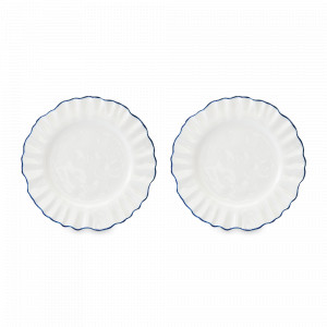 Набор из 2-х закусочных тарелок, 21 см, фарфор, белый, синий, серия Santorini, LIBERTY JONES, Россия, Тарелки закусочные фарфоровые