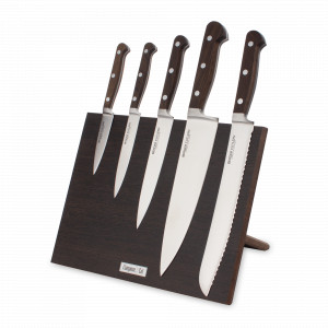 Набор кухонных ножей, 5 штук, на магнитной подставке ComposeEat, серия Classic Smoked Oak, BERGER CUTLERY, Германия, Набор кухонных ножей премиум