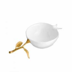 Чаша «Гранат», 18 x 10 x 2,5 см, фарфор, латунь, белый, золотистый, серия Pomegranate, MICHAEL ARAM, США, MICHAEL ARAM (США)