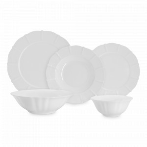 Сервиз обеденный на 6 персон Lotus white, 21 предмет, фарфор, белый, серия Emily, ANNA LAFARG, Китай, Наборы обеденных тарелок