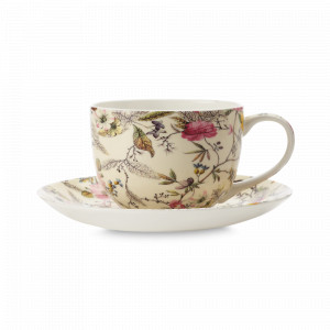 Чашка чайная с блюдцем «Летние цветы», 250 мл, фарфор, белый, декор, серия Летние цветы, MAXWELL WILLIAMS, Австралия, MAXWELL & WILLIAMS (Австралия)