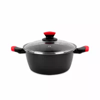 Кастрюля низкая с крышкой, 24 см, сталь, стеклоэмаль, черный, серия Kilauea, VITRINOR, Испания, 