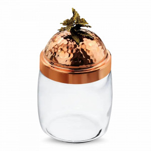 Банка для сыпучих продуктов «Бабочки», медь кованая, стекло,  920 мл, серия Летний сад, Кольчугинский Мельхиор, Россия, Банки для хранения чая