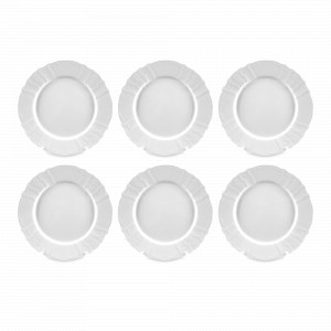 Набор из 6-ти обеденных тарелок, 25 см, фарфор, белый, серия Недекорированный, BERNADOTTE, Чехия, Тарелки