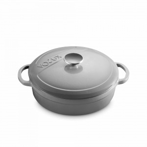 Кастрюля с крышкой низкая, 24 см, 3.6 л, чугун, серый, серия Gracieuse, VOEUX, Франция, Кастрюли VOEUX