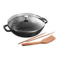 Чугунная сковорода-вок с крышкой, 37 см, чугун, стекло, черный, STAUB, Франция_00795630056409545992.jpg