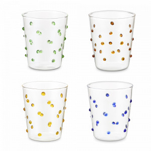 Набор из 4-х стаканов для воды/коктейлей Pom-pon, 425 мл, стекло, мультиколор, серия Orb, LIBERTY JONES, Россия, Набор бокалов для коктейлей