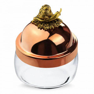 Банка для сыпучих продуктов «Чеснок», медь, стекло, 420 мл, серия Медная посуда, Кольчугинский Мельхиор, Россия, Банки для хранения чая