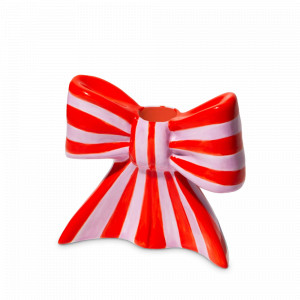 Подсвечник - бант, 11 х 12 см, керамика, красный, белый, серия Bow, DOIY, Испания, Подсвечники для свечей