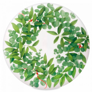 Блюдо сервировочное, 31 см, костяной фарфор, белый, зеленый, серия Fil Rouge Foglie, TAITU, Италия, TAITU (Италия)