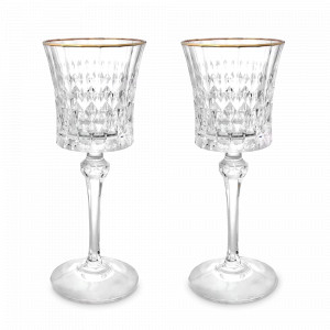 Набор из 2-х бокалов для вина Gold, 270 мл, хрустальное стекло, позолота, серия Lady Diamond, CRISTAL D ARQUES, Франция, CRISTAL D ARQUES (Франция)