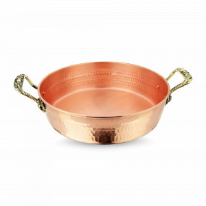 Таз для варенья с ручками «Ягоды», медь кованая, 26 х 6.4 см, 3 л, серия Медная посуда, Кольчугинский Мельхиор, Россия, Тазы для варенья