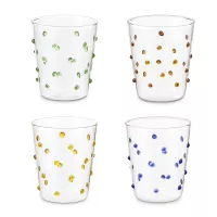 Набор из 4-х стаканов для воды/коктейлей Pom-pon, 425 мл, стекло, мультиколор, серия Orb, LIBERTY JONES, Россия, 