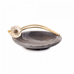 Блюдо «Анемоны», диаметр: 16 см, материал: мрамор, латунь, цвет: черный, серия Anemone, MICHAEL ARAM, США, MICHAEL ARAM (США)