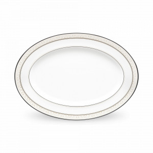 Блюдо сервировочное овальное, 37 см, костяной фарфор, белый, серия Монтвейл, платиновый кант, NORITAKE, Япония, NORITAKE (Япония)