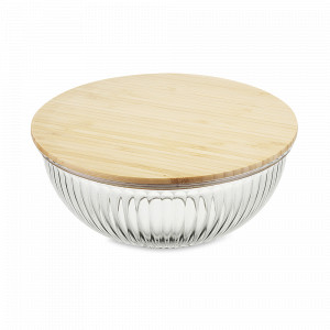 Салатник с бамбуковой крышкой, 2 л, 22.5 см, стекло, серия Harmy, LIBERTY JONES, Россия, Салатники с крышкой