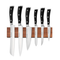 Набор из 6-ти кухонных ножей на магнитном держателе из дерева орех, серия Classic Ikon, WUESTHOF, Золинген, Германия