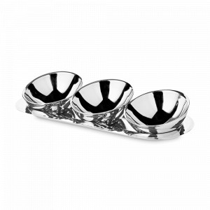 Набор из 3-х чаш для закусок на подносе Asti, нержавеющая сталь, посеребрение, EDZARD, Германия, EDZARD (Германия)