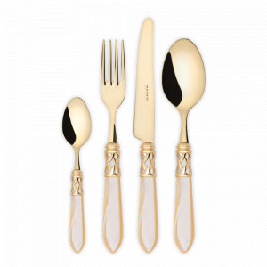 Набор столовых приборов на 6 персон, 24 предмета, сталь, акрил, цвет: слоновая кость-золото, серия Aladdin, BUGATTI Cutlery, Италия, BUGATTI CUTLERY (Италия)