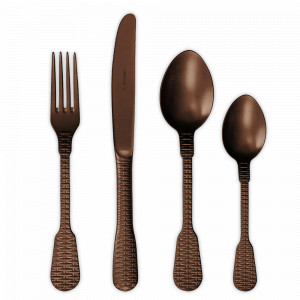 Набор столовых приборов 24 предмета, на 6 персон, нержавеющая сталь 18/10, коричневый, серия Osier, HERDMAR, Португалия, Подарочные столовые приборы