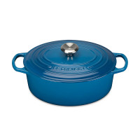 Чугунная эмалированная утятница овальная, 4,1 л, 27 см, синий, LE CREUSET, Франция