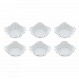 Набор из 6-ти порционных салатников, 14 см, фарфор, белый, платиновая отводка, серия Rococo, REPAST, Чехия, Салатники REPAST