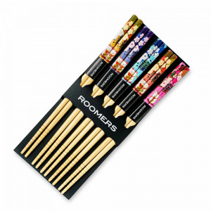 Набор из 5-ти пар палочек для еды, 22.5 см, бамбук, бежевый, декор, ROOMERS TABLEWARE, Нидерланды, Палочки для суши