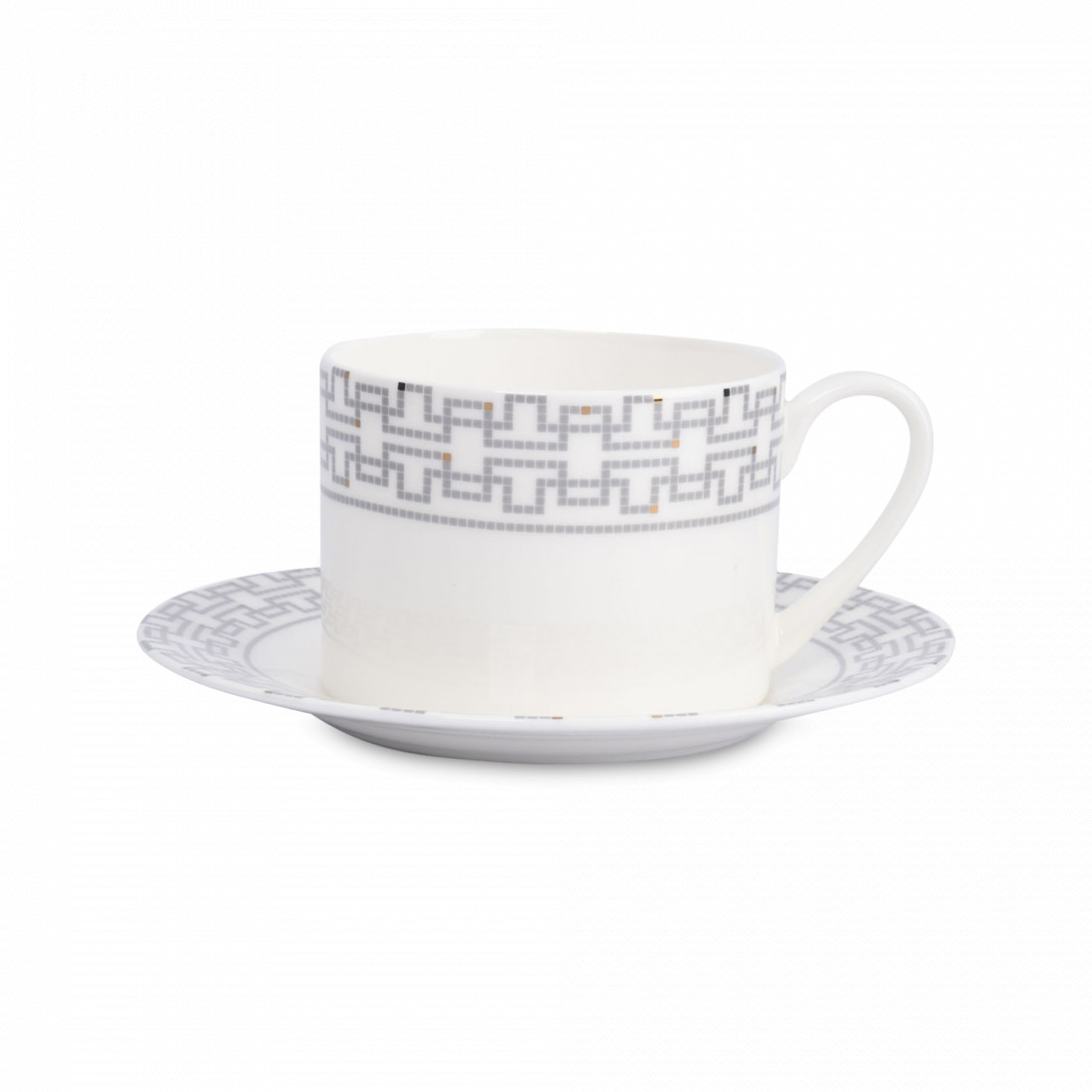 Пара чайная Орнамент, 290 мл, фарфор, белый, декор, серия Greco, ANNA LAFARG, Китай