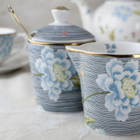 Сахарница Midnight Pinstripe, 8 х 11.8 см, 0.25 л, фарфор, белый, серый, серия Pinstripe, Laura Ashley, Великобритания_00809380060158074901.jpg