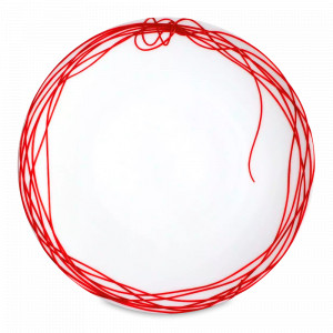 Тарелка обеденная, 28 см, костяной фарфор, белый, красный, серия Fil Rouge Nodi, TAITU, Италия, Тарелки красные