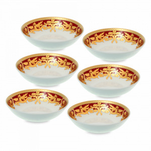 Набор из 6-ти розеток Bordeaux Gold, 11 см, фарфор, бордовый, золотой, серия Constanza Natalia, FALKENPORZELLAN, Германия, Соусники