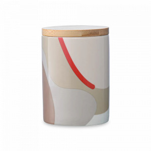 Банка для хранения, 275 мл, фарфор, бамбук, бежевый с авторским принтом, серия Freak Fruit, TKANO, Россия, Российский фарфор