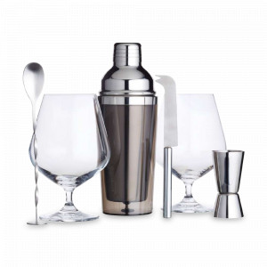 Набор для коктейлей, 6 предметов, стекло, нержавеющая сталь, серия Bar Craft, KITCHEN CRAFT, Великобритания, Шейкеры