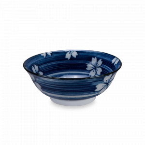 Салатник Ramen Bowl, Hakeme Sakura, 20.5 см, 1.2 л, фарфор, белый, синий, серия Mixed Bowls, TOKYO DESIGN, Нидерланды, Салатники