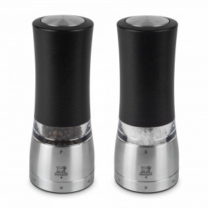 Набор электрических мельниц для соли и перца, 16 см, металл, черный и алюминий, серия Daman u'Select, PEUGEOT, Франция, PEUGEOT (Франция)