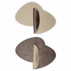 Набор из 4-х двухсторонних сервировочных салфеток, 33 х 41 см, экокожа ПВХ, шоколадный/бежевый, серия Drops, LIBERTY JONES, Китай, Салфетки подстановочные