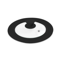 Крышка универсальная, 20/22/24 см, стекло, силикон, черный, VITRINOR, Испания