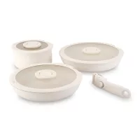 Набор посуды для приготовления со съемной ручкой, 7 предметов, алюминий, керамическое покрытие, бежевый, серия Ceramic, SMART SOLUTIONS, Китай, 