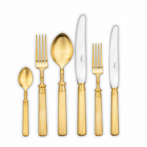 Набор столовых приборов на 12 персон, 72 предмета, матовое покрытие, золотистый, серия Line, CUTIPOL, Португалия, Line CUTIPOL