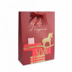 Пакет подарочный «Подарки», 30 х 42 см, бумага, красный, серия Horse, ANNA LAFARG, Китай, Horse ANNA LAFARG