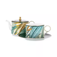 Набор чайный Эгоист, 3 предмета, фарфор, белый, декор, серия Сафари, MIX&amp;MATCH HOME, Китай, 