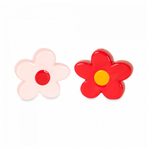 Набор из солонки и перечницы, 8.5 х 7 см, керамика, красный, розовый, серия Daisy, DOIY, Испания, Весенняя сервировка