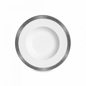 Тарелка суповая, 23 см, костяной фарфор, белый, стальной, серия Платиновая пыль, NARUMI, Япония, NARUMI (Япония)
