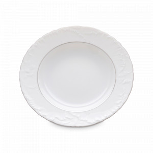 Тарелка суповая, 22.5 см, фарфор, белый, серия Rococo, REPAST, Чехия, Тарелки REPAST