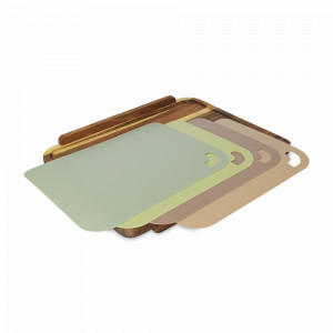 Набор из доски и 4-х разделочных ковриков, акация, полипропилен, мультиколор, серия SmartChef, SMART SOLUTIONS, Россия, Разделочные доски