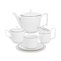 Сервиз чайный на 6 персон Айвори, 21 предмет, костяной фарфор, белый, серебристый, серия Emily, ANNA LAFARG, Китай