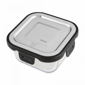 Контейнер квадратный для пищевых продуктов МИЛО, 15.5 см, 800 мл, боросиликатное стекло, нержавеющая сталь, GEFU, Германия, Контейнеры и термосы GEFU